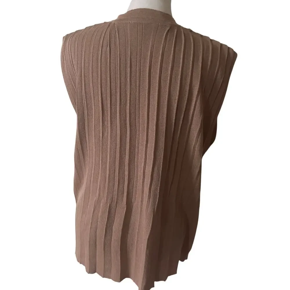 Anthropologie Current Air Brown Sleeveless V-Neck Boxy Sweater Women Size Small